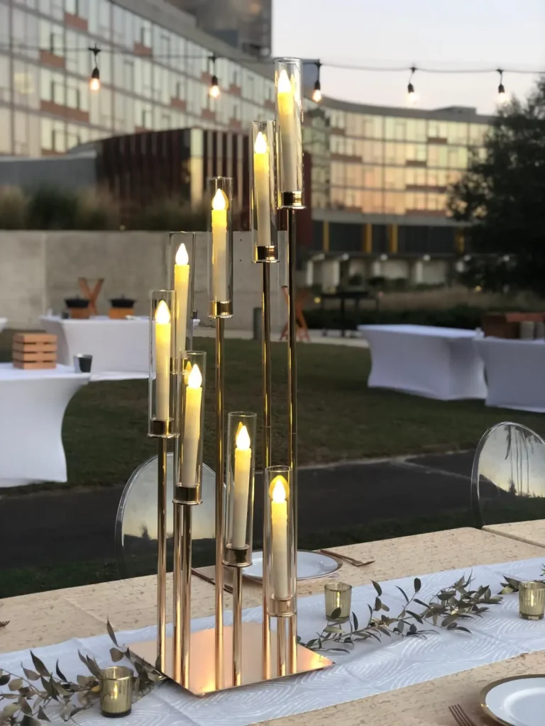 Romantic candlelight floral arrangement for evening celebration