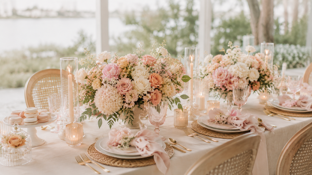 Baby shower flowers and bridal shower floral design by Acuarela Events